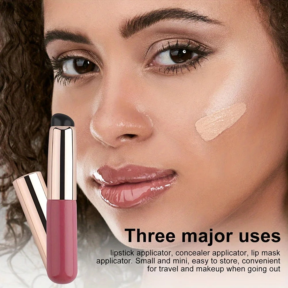 Portable Silicone Lip Brush with Cover - Mini Makeup Applicator, Easy to Apply, Suitable for Lip Balm, Lipstick Auxiliary Tool Halalzen