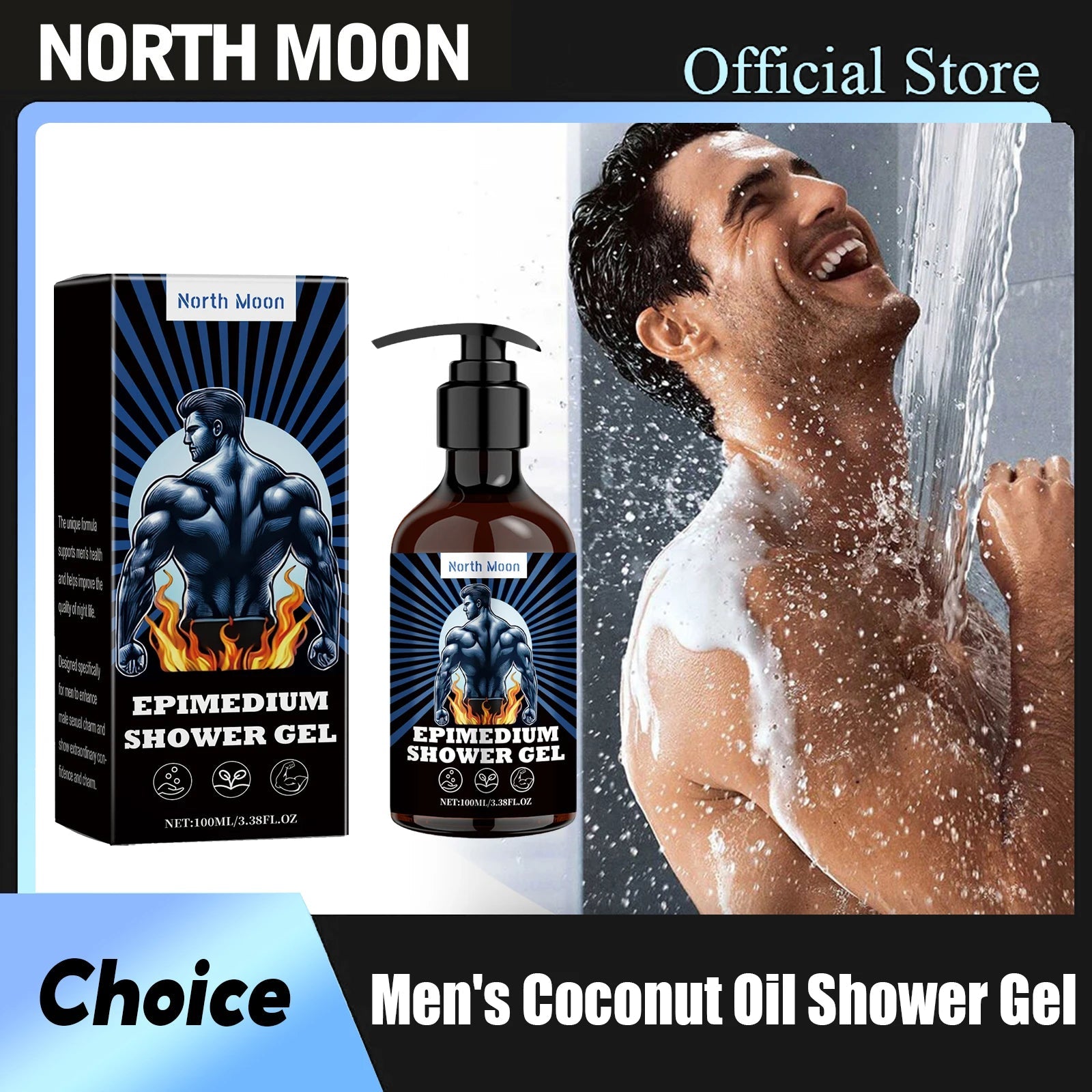North Moon Men Coconut Oil Shower Gel Removing Exfoliate Lasting Nourish Smooth Reduce Dry For Sensitive Skin Body Washing Gels Halalzen