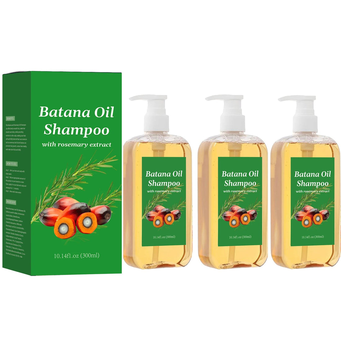 300ML Batana Oil Shampoo Nourishing Hair Growth Strengthens Restore Damaged Split Hair Scalp Cleansing Dandruff Control Care Halalzen