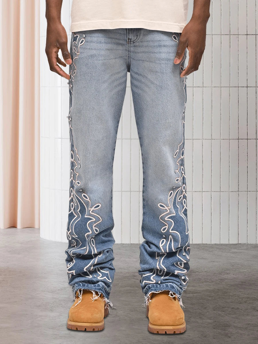 Men s  Fit Stretch Denim Jeans with Classic Five-Pocket Styling and Distressed Details for Everyday Wear