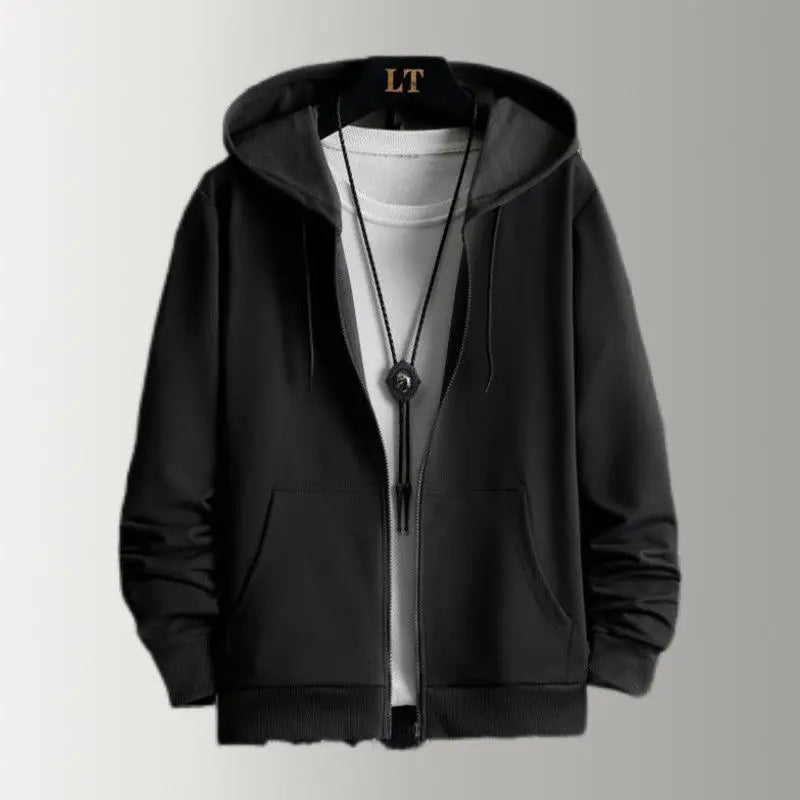 2025 Plush Lined Hoodie Men - Winter Thickened Zip Up Sweatshirt Youth Drop Shoulder Outerwear S-5XL College Style