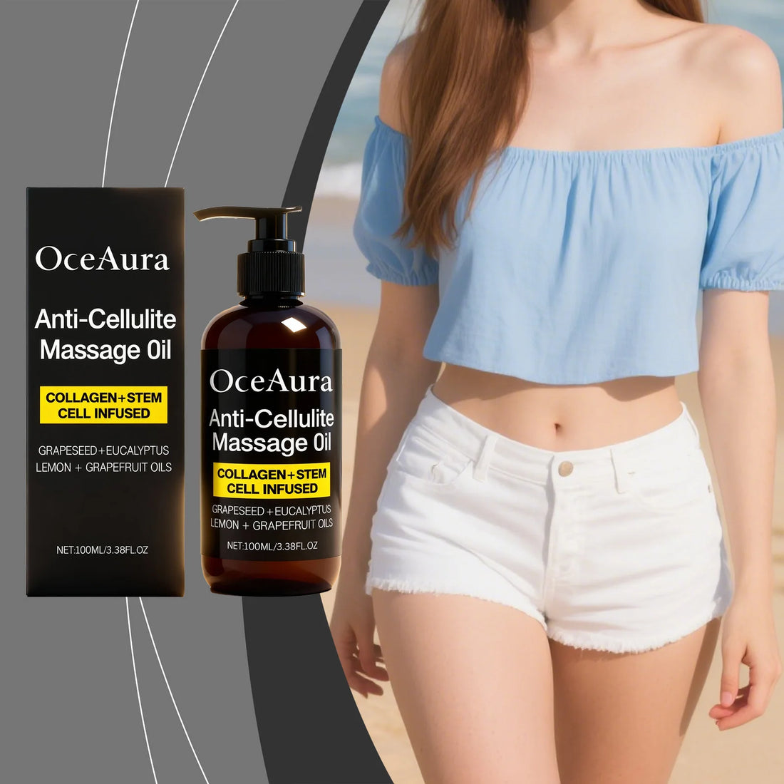 Anti Cellulite Massage Oil Infused Collagen Fat Burning Tightening Cellulite Improve Dry Smooth Moisturizing Body Essential Oil