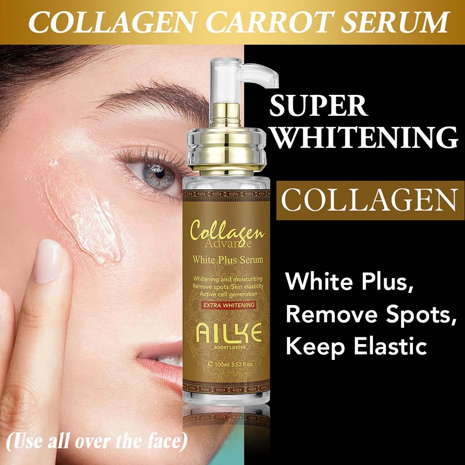 AILKE Collagen Lightening Kit, Cleansing, Moisturizer, Hydration, Dark Spots Removal Cream, Whitening, Brightening Body Lotion Halalzen