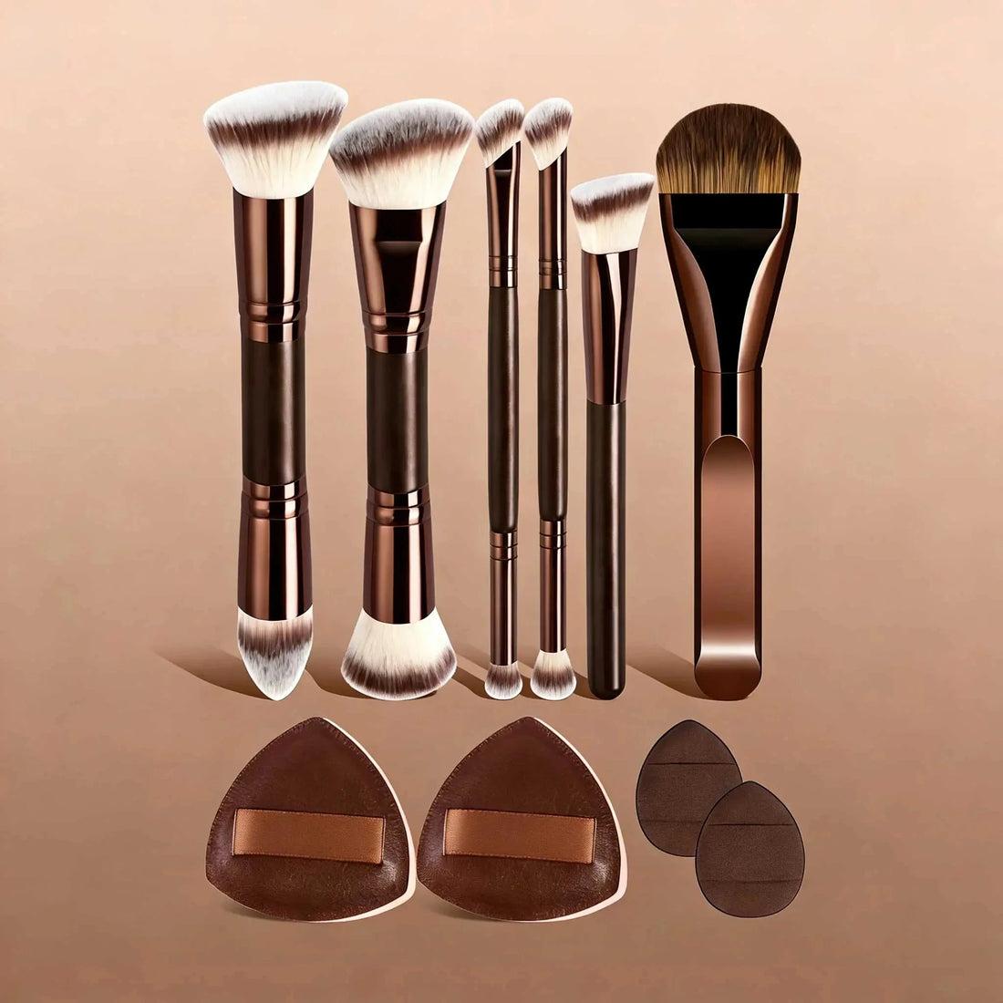 Professional Aluminum Makeup Brush Set, Includes Soft High-Quality Synthetic Hair Makeup Brushes, Foundation Brush, Powder Brush