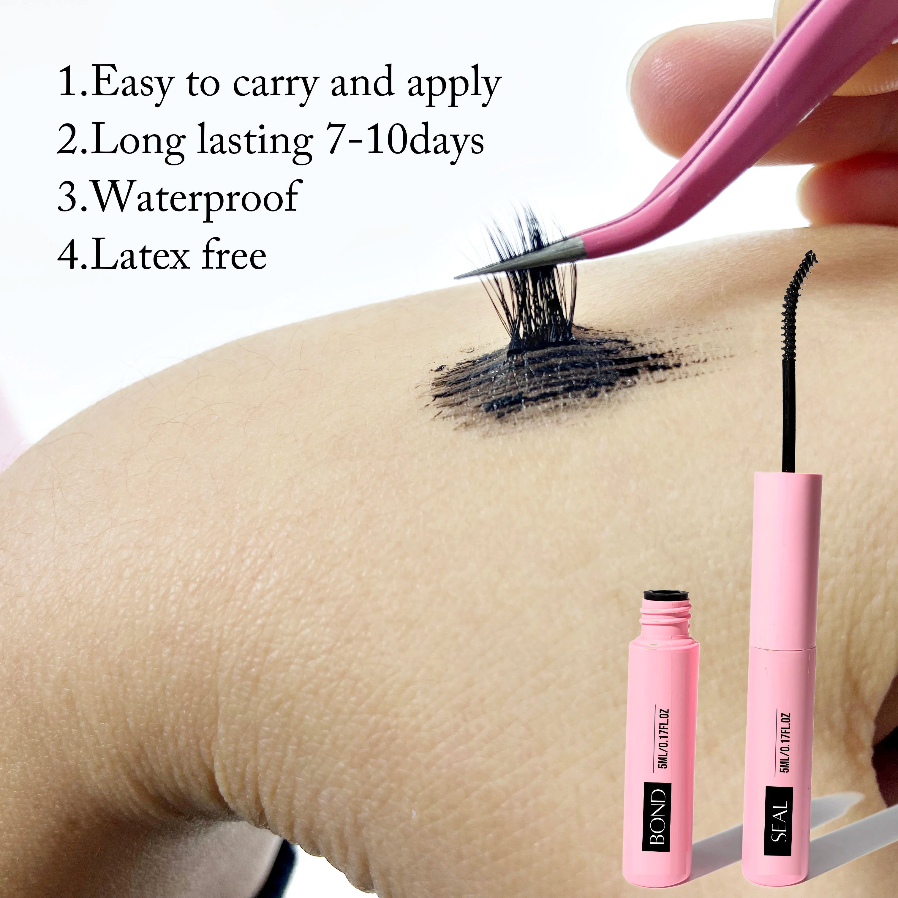 Eyelash Glue Kit 2026 NEW Bond and Seal +Lash Remover + Tweezer Makeup Tool Set Long Lasting Glue for Eyelashes Use at Home Halalzen