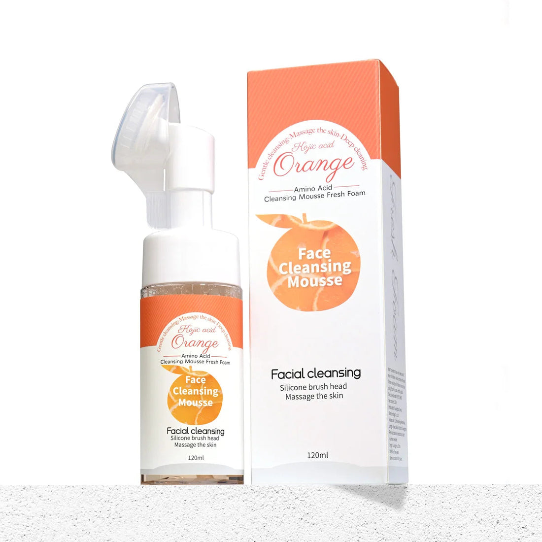 Vc Orange Cleansing Mousse, Silicone Soft Brush Head Cleanses Face, Natural Ingredients Gently Moisturize Skin Halalzen