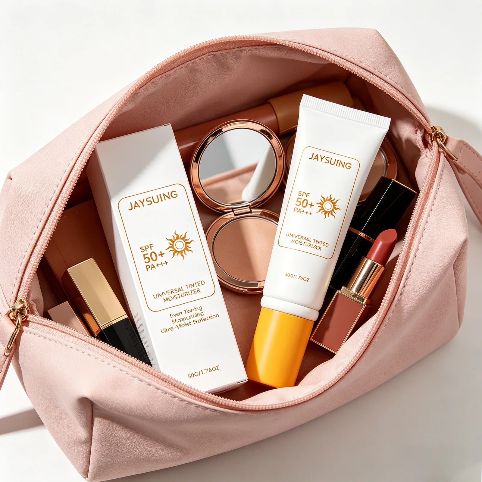 Jaysuing Tinted Sunscreen Spf 50 Anti UV Protection Waterproof Even Skin Tone Matte Finish Summer Outdoor Tinted Moisturizer 50g