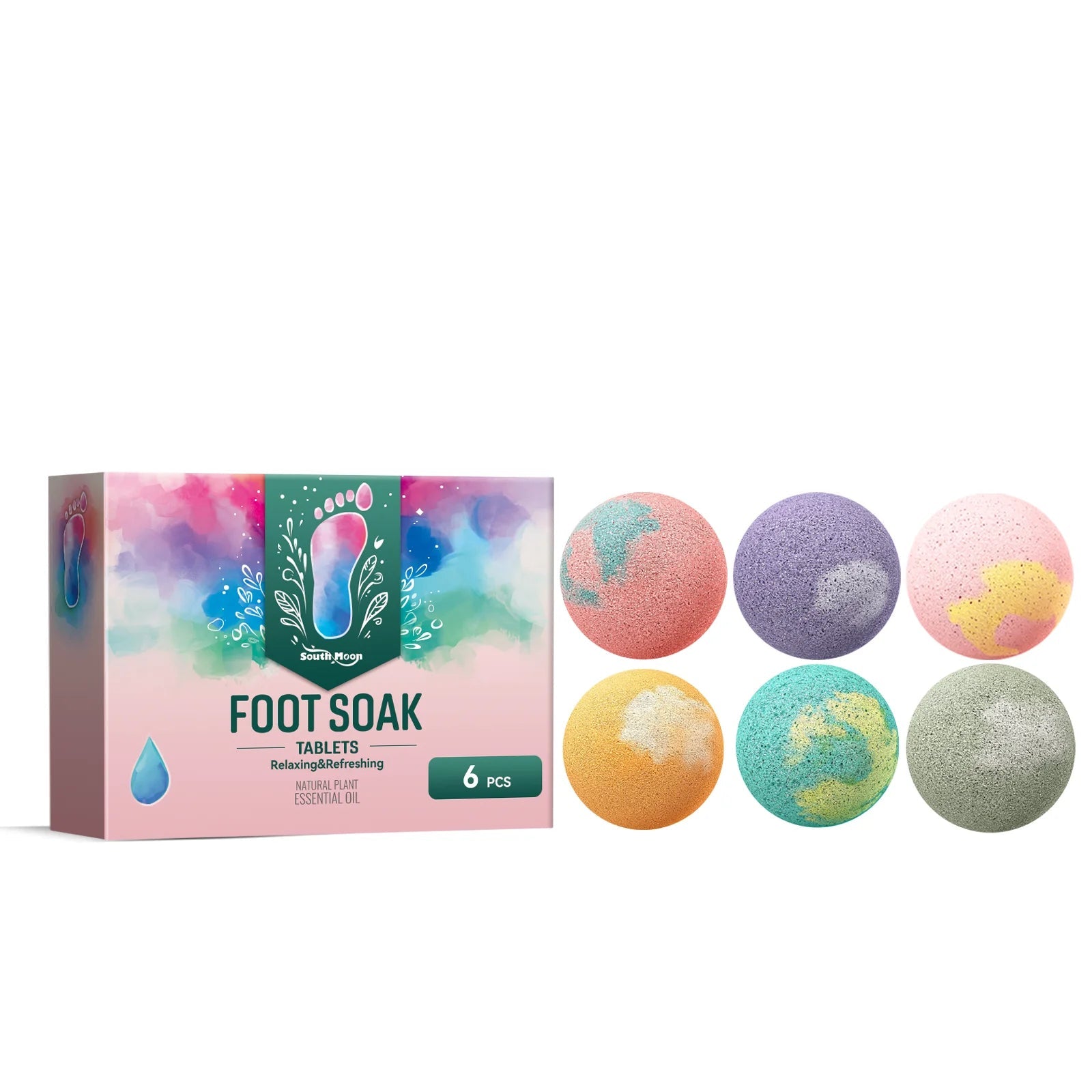 South Moon Foot Soak Tablet Relieve Fatigue Warmth Foot Soaking Promote Circulation Soften Cuticle Herbal Extract Feet Bath Ball Halalzen