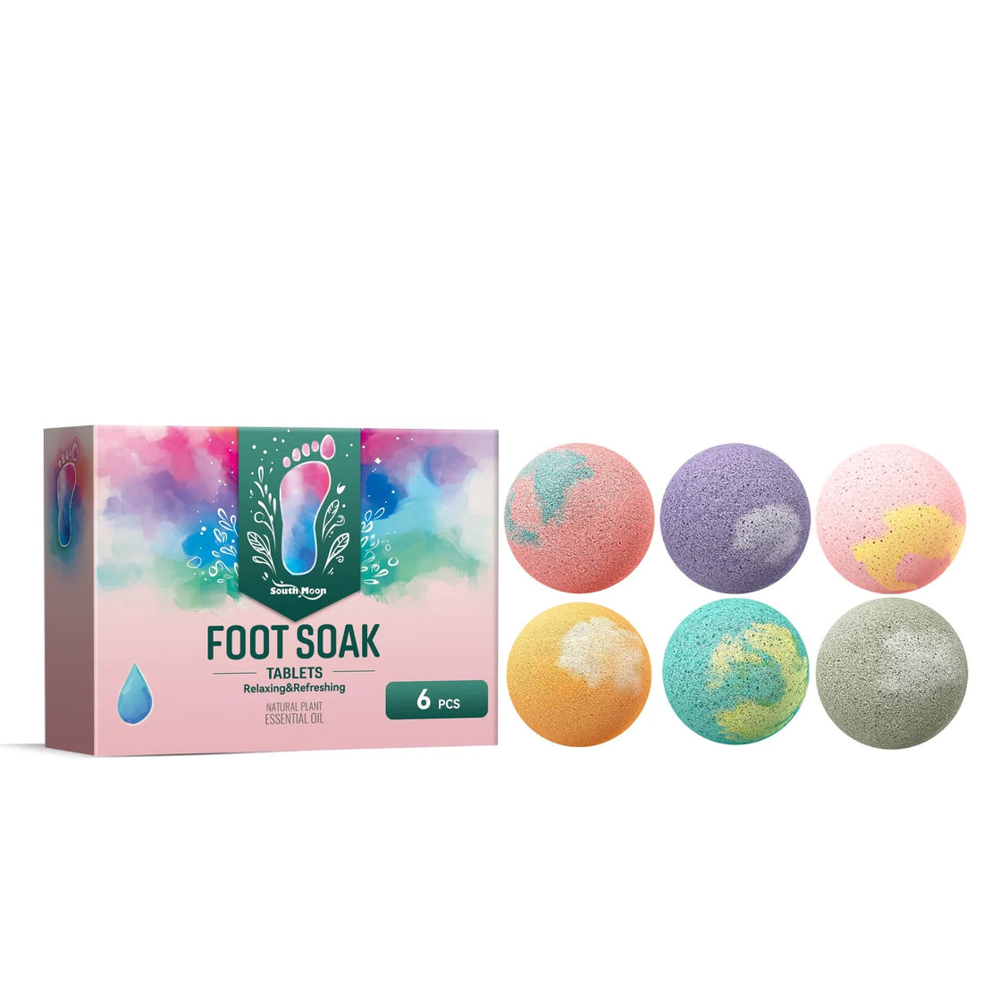 South Moon Foot Soak Tablet Relieve Fatigue Warmth Foot Soaking Promote Circulation Soften Cuticle Herbal Extract Feet Bath Ball Halalzen