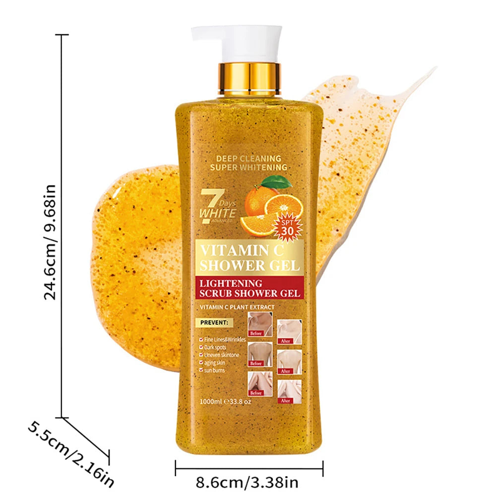 1000ml Kojic Acid Shower Gel Deep Cleansing Brighten Skin Body Wash Skin Whitening Exfoliator Body Care Moisturizing Skincare