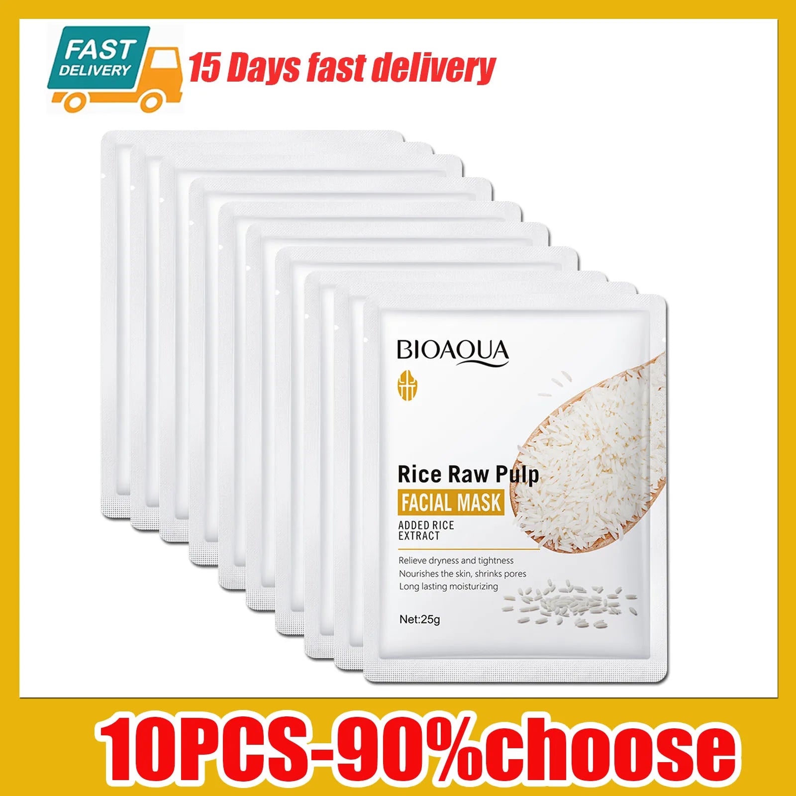 1/5/10/20pcs Rice Raw Pulp Facial Masks Moisturizing Firming Hydrating Face Mask Sheet Anti Wrinkle Mask Beauty Korean Skin Care