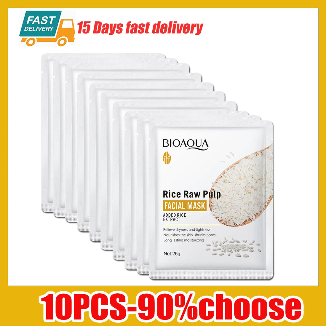 1/5/10/20pcs Rice Raw Pulp Facial Masks Moisturizing Firming Hydrating Face Mask Sheet Anti Wrinkle Mask Beauty Korean Skin Care