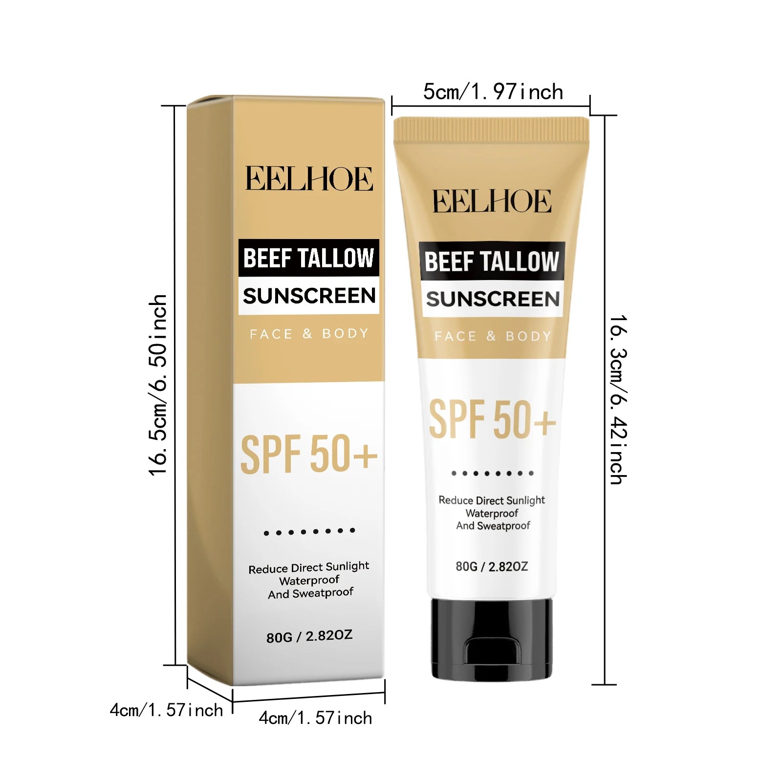 Beef Tallow Sunblock SPF 50 All-in-One Nourishing Body Protection Cream UV Shield Moisturizing Nourishing Sun Block Cream