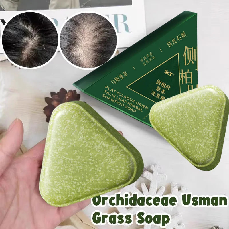 Seven Green Platycladi Usman Grass Handmade Shampoo Soap Refreshing Flushing Healthy Anti-removal Hair Nourishing Clean Product Halalzen