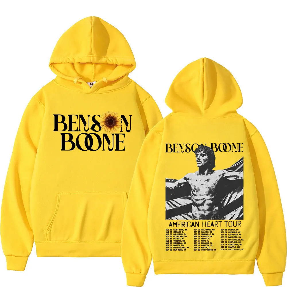 Benson Boone American Heart Tour 2025 Hoodies Men Women Fashion Hip Hop Hooded Sweatshirts Vintage Casual Oversized Pullovers
