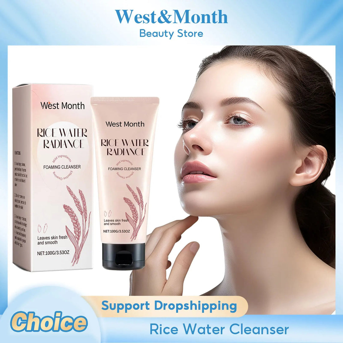 Rice Water Face Wash Deep Cleaning Moisturizing Brightening Rejuvenation Oil Control Sooth Facial Cleanser Foam Korean Skin Care Halalzen