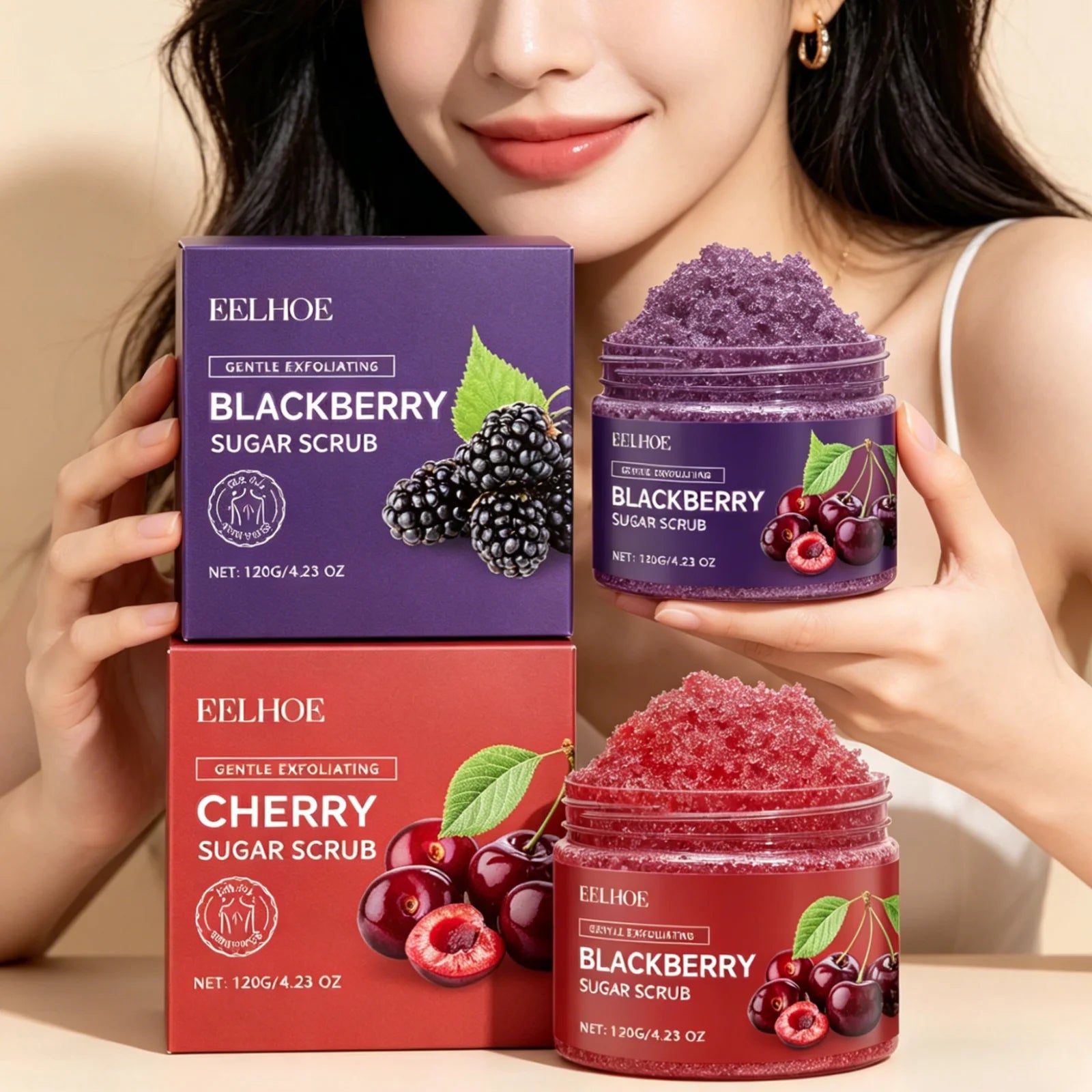 EELHOE Body Scrub Dead Skin Removal Smoothing Skin Brightening Deep Moisturizing Natural Ingredients Mild Exfoliating Scrub 120g