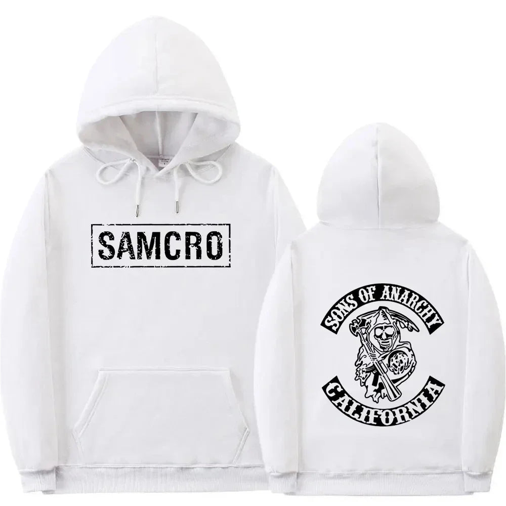 Double Sided Print Hoodie Sweatshirt Tops Sons of Anarchy SAMCRO  Men Womnen Fashion Brand Design Pullover Cotton Fleece Hoodies
