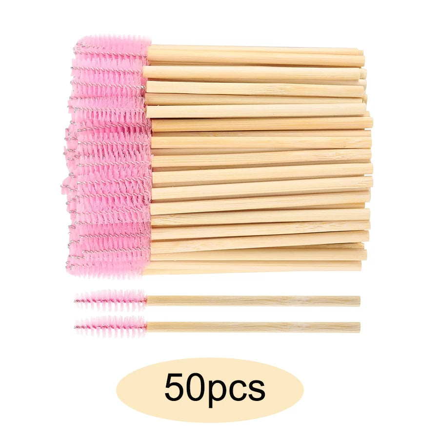 50/100/300pcs Eyebrow Eyelash Brushes Wooden Eyelash Spoolies Mascara Wands Lip Applicator for Eyelash Extension Makeup Tool