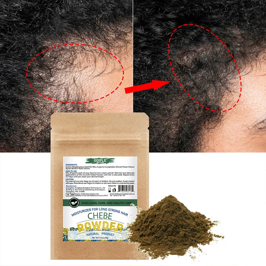 Natural Chebe Powder Moisturizing Strong Nourishing Scalp Anti Hair Loss Repair Hair Break Split End Hair-Care Product for Women