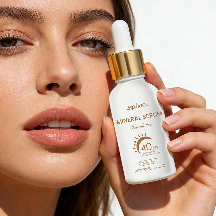 SPF 40 Sunscreen Liquid Foundation Isolation Cream Correct Skin Tone Reduce Dullness Conceal Pores Long Lasting Natural Face Halalzen