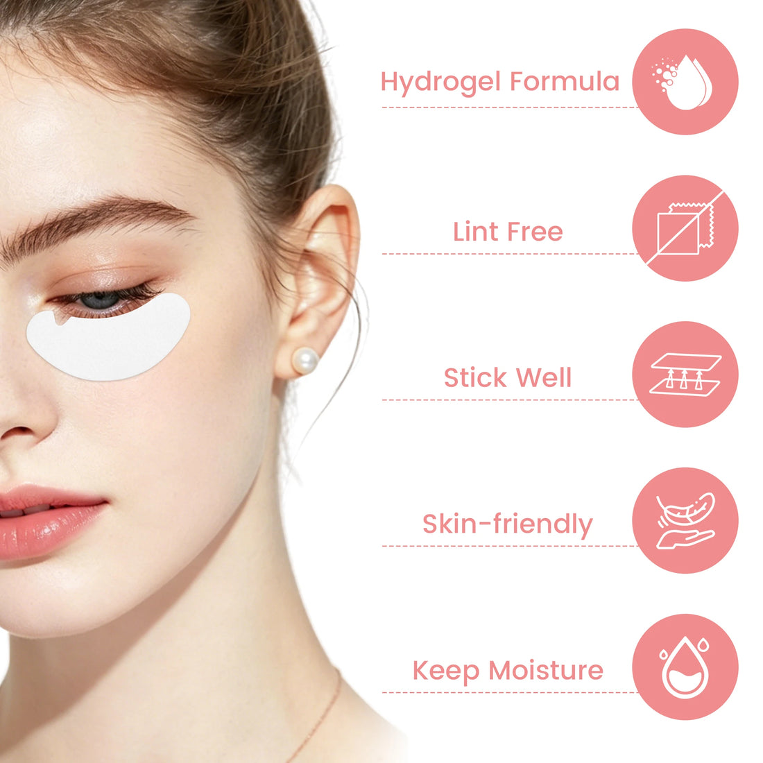 GLAMLASH 50pairs U Shape Eyelash Pads Grafted Lash Hydrogels Tips Sticker Makeup Tools Gel Patches Under Eye Pads