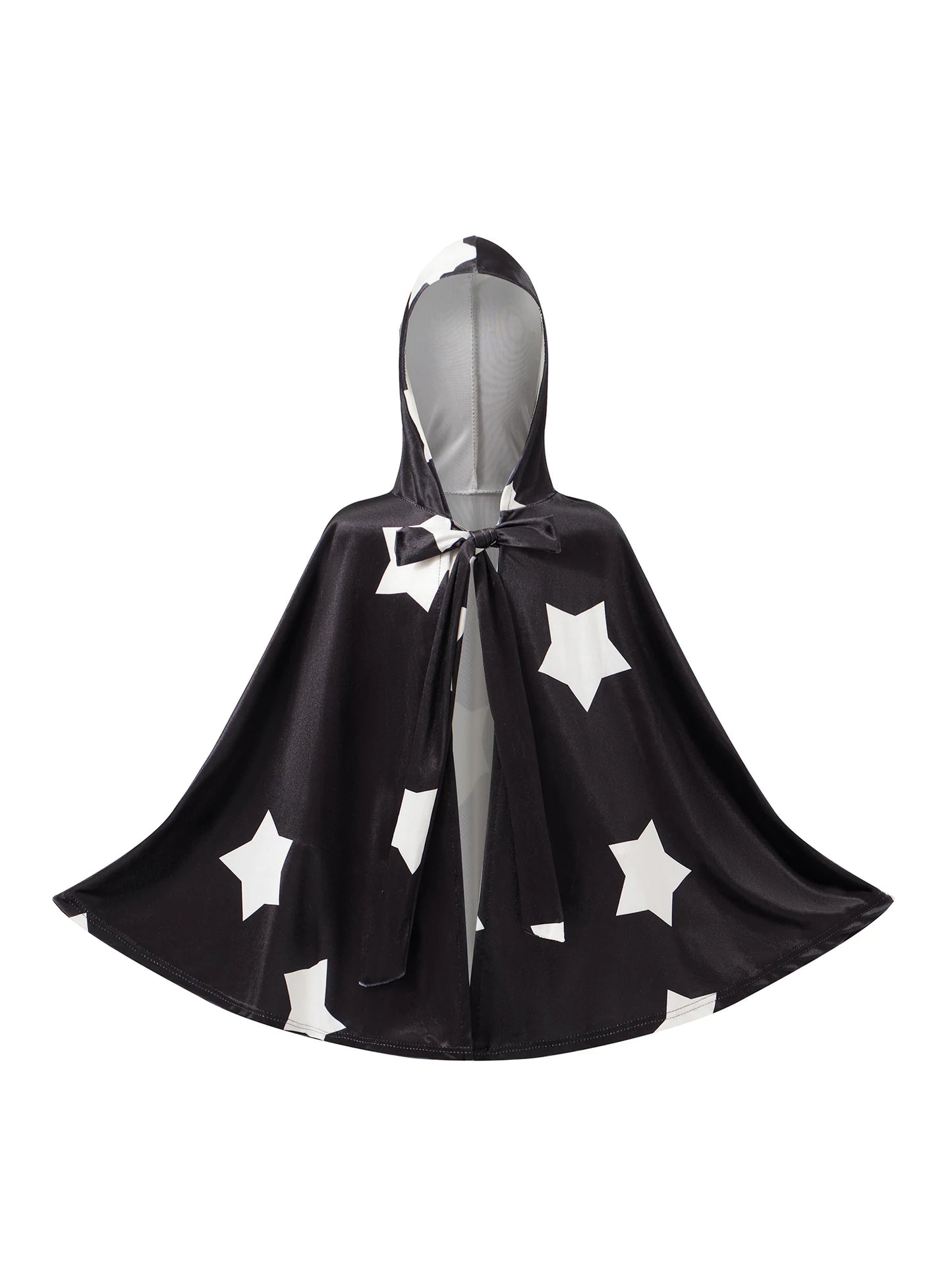 Kids Halloween Witch Cape Costume with Classic Star Pattern and Hooded Wizard Cape for Cosplay Outfit Fun and Magic Theme