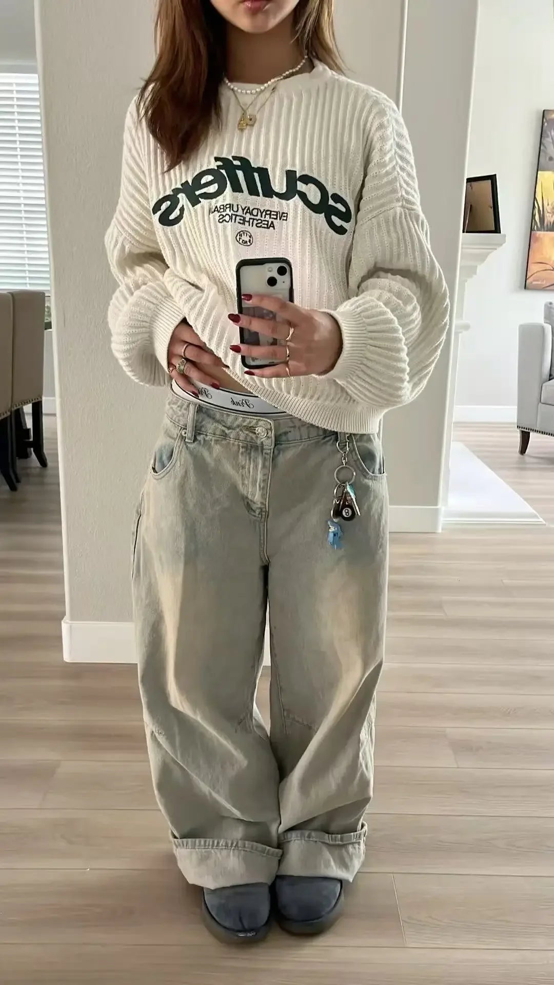 Street trend letter patch design simple long sleeved couple y2k retro casual comfortable loose warm outdoor O-neck sportswear