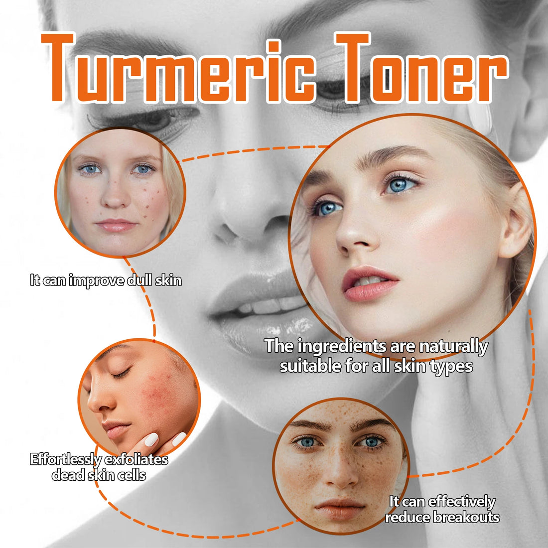 Turmeric Toner Dark Spots Removal Brightening Spots Corrector Remove Freckle Fade Melasma Moisturizing Turmeric Face Toner