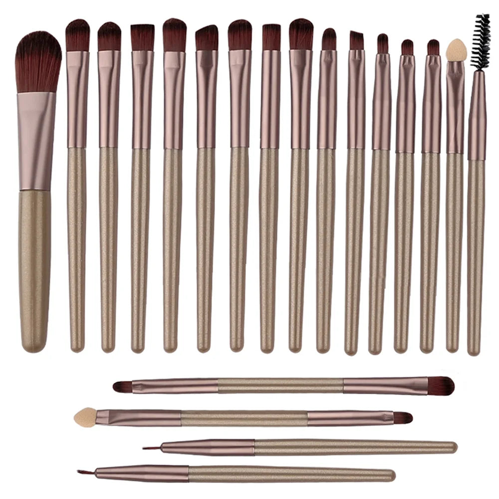 20Pcs Makeup Brush Set Eyeshadow Eyeliner Brushes Foundation Concealers Powder Blush Blending Beauty Tool with Makeup Sponge Kit
