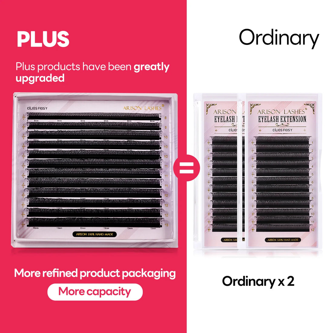 ARISON Large Capacity 2 in 1 YY/3D/4D/5D W Lashes Premade Volume Fans Eyelashes Extension YY W-shape Eye Lashes Magnetic Carton