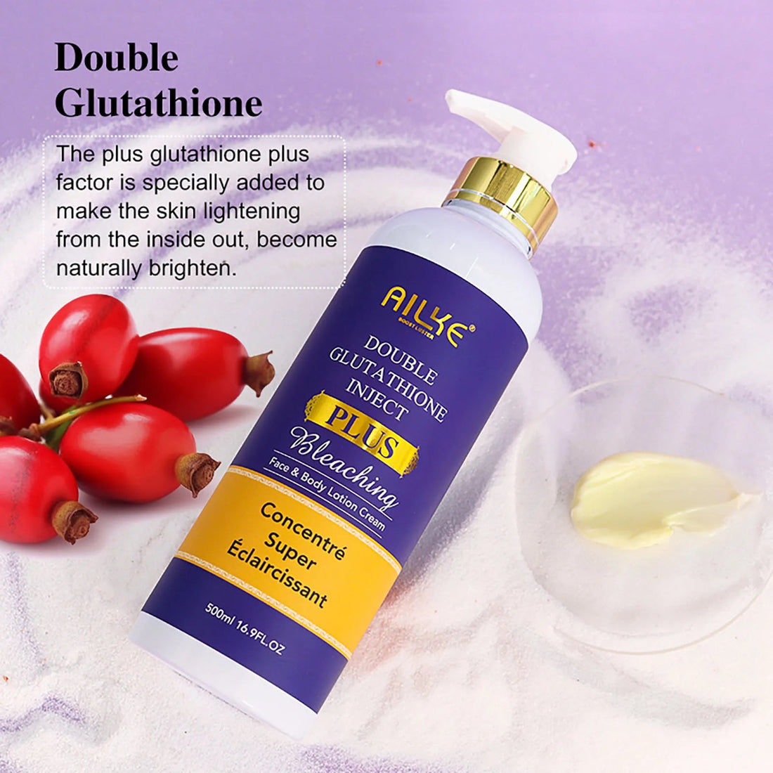 AILKE Glutathione PLUS Whitening Skin Care Set, Moisturizing, Even Skin Tone, Improve Dark, Black Skin, Reduce Spots, Freckle Halalzen