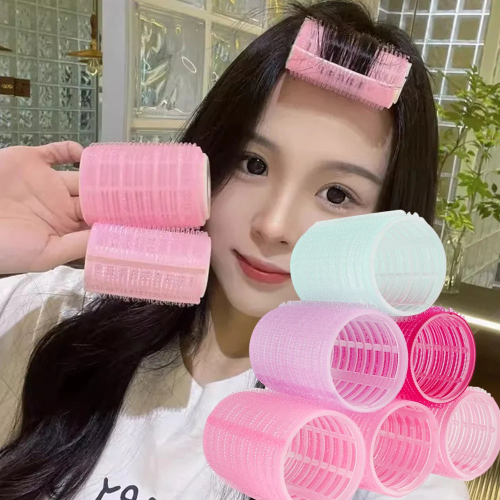 5PCS Self-Grip Hair Rollers Heatless Hair Curlers No Heat Hair Bang Volume Self-adhesive Hook Loop DIY Styling Tool Random Color