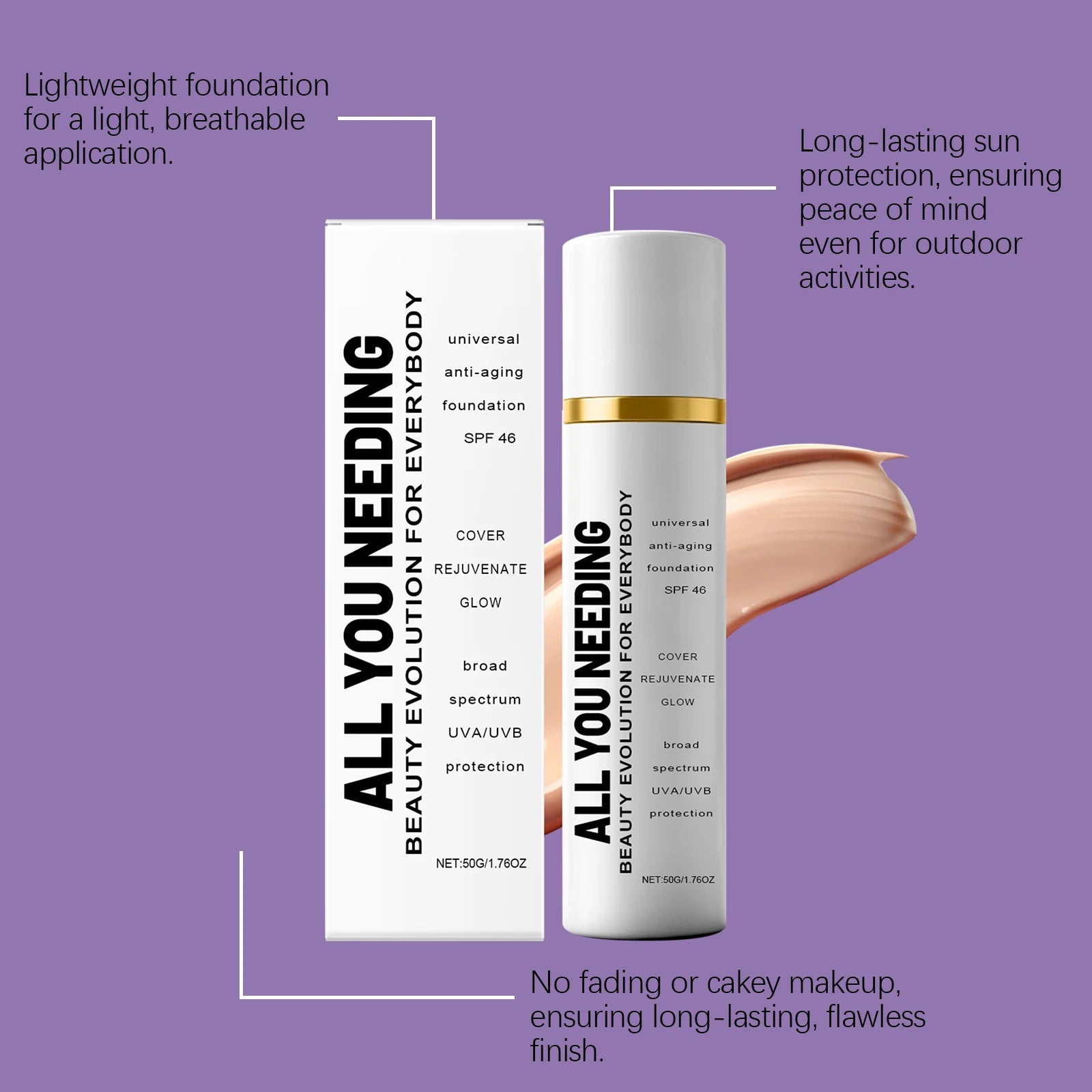 Light Sunscreen Protective Concealer Lasting Fresh Brighten Waterproof Conceal Pore Fine Line Flaw Evens Color Foundation Liquid Halalzen