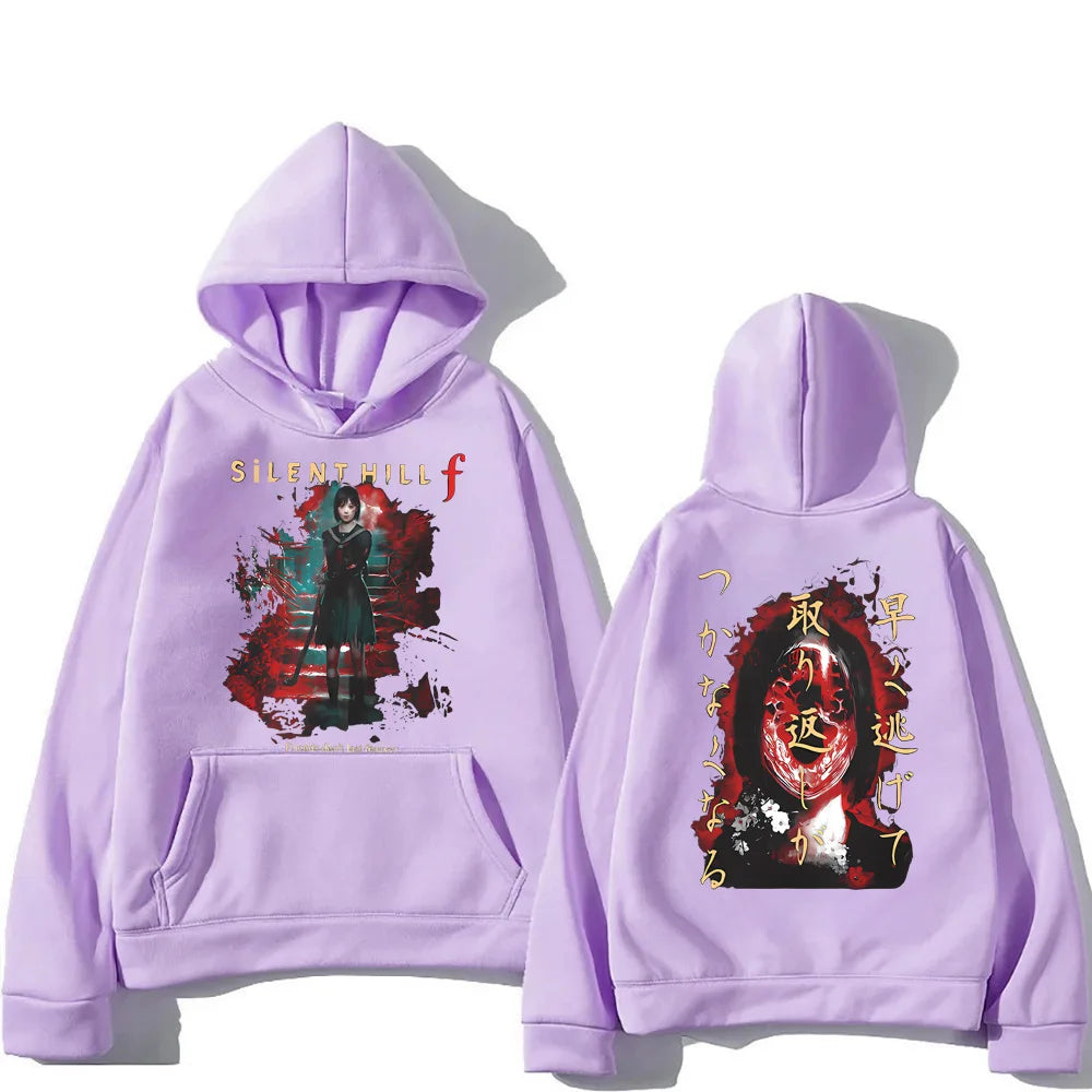 Silent Hill Double Sided Print Hoodie Men Women Harajuku Vintage Hooded Sweatshirts Gothic Fashion Pullovers