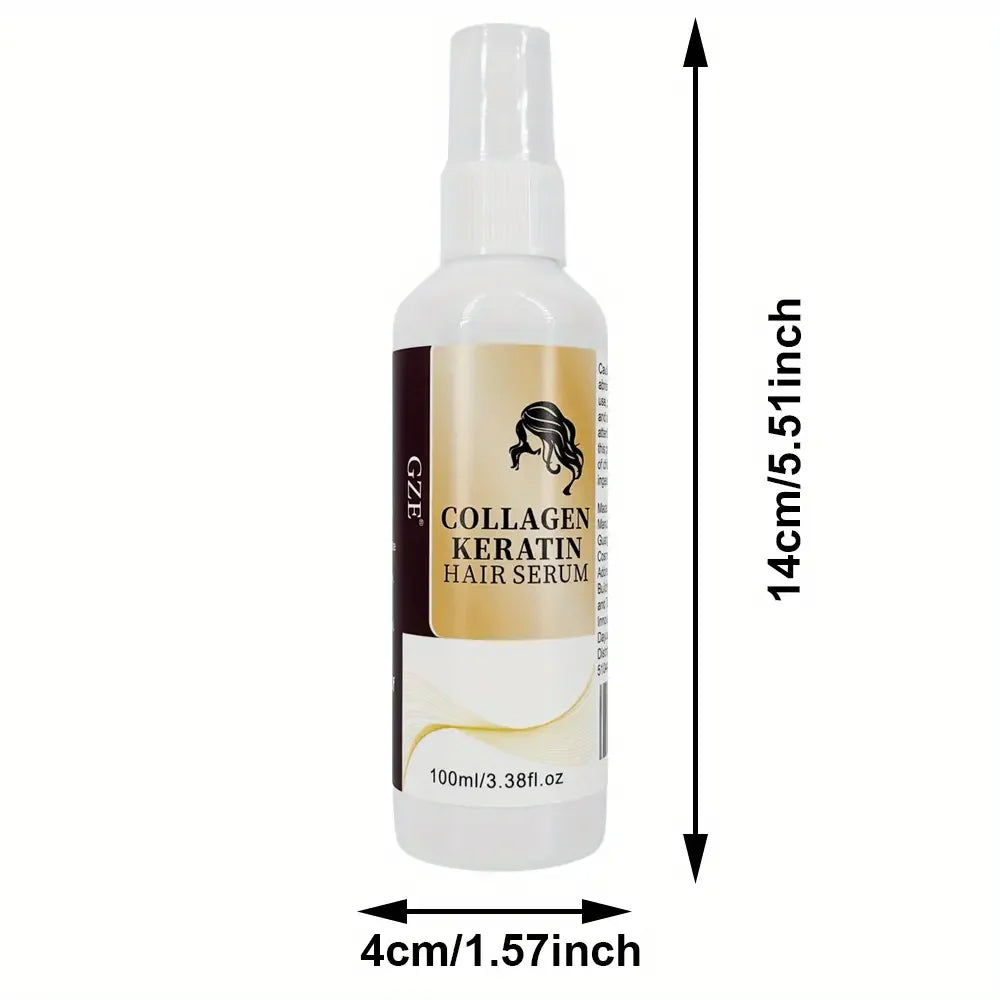 2 Pack GZE Collagen Keratin Hair Serum For Silky Hair Deep Conditioning Hydrating Repair Split Ends Anti-Breakage Halalzen