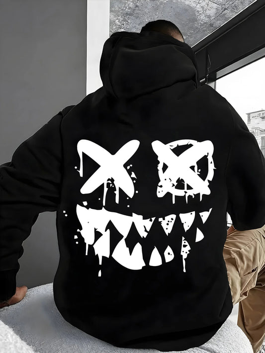 Autumn and Winter Men's and Women's Hoodies with Monster Face Pattern Printed Outdoor Street Wear