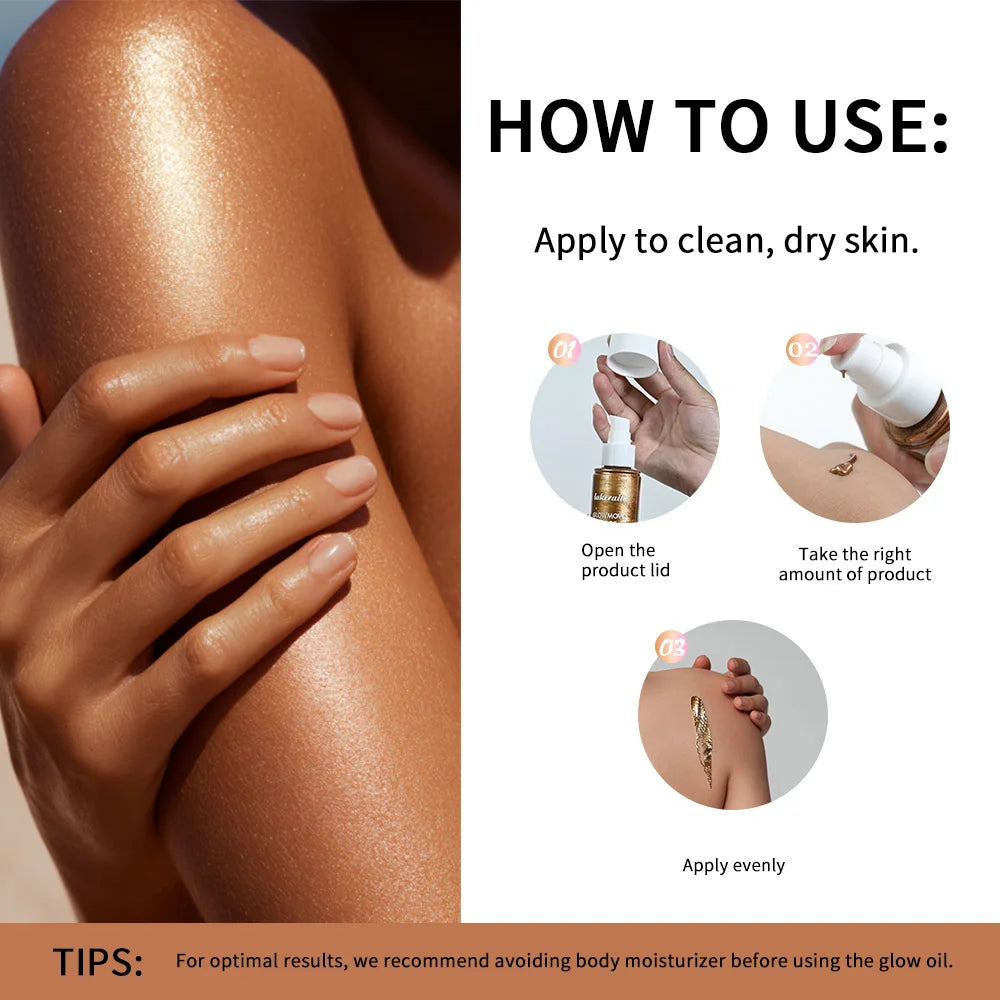 Lakerain 100ml Glowmoves Glow Oil Long Lasting Smoothing Nourishing Deep Moisturizing Shimmering Non-greasy Body Care Glow Oil