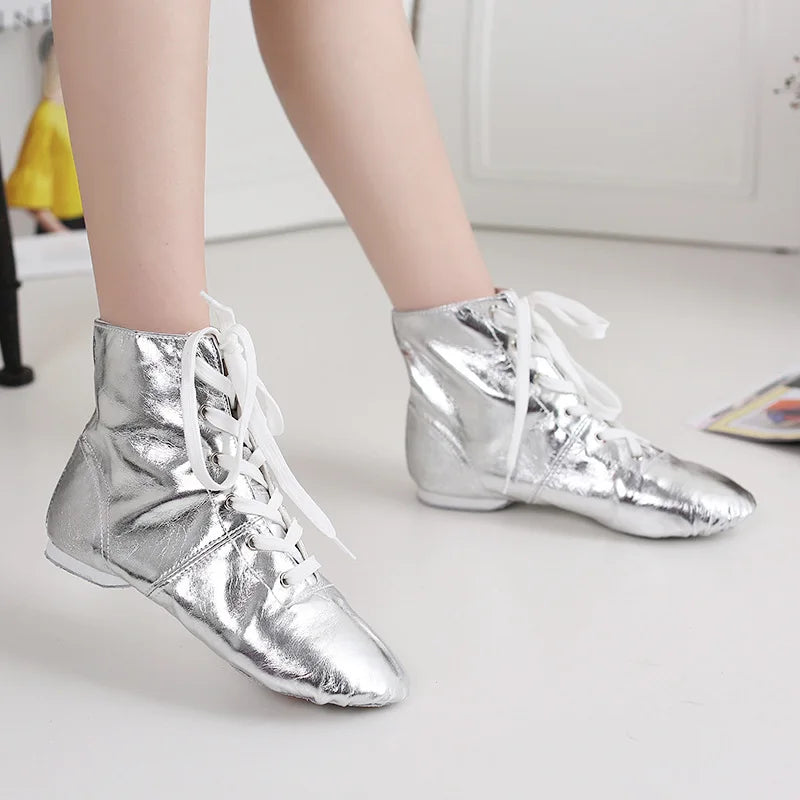 Kid Dance Shoe HighTop Adult Dance Shoe Fashion Jazz Boot Shiny Soft Sole Dance Shoe Parent-child Ballet Shoes Performance Shoes