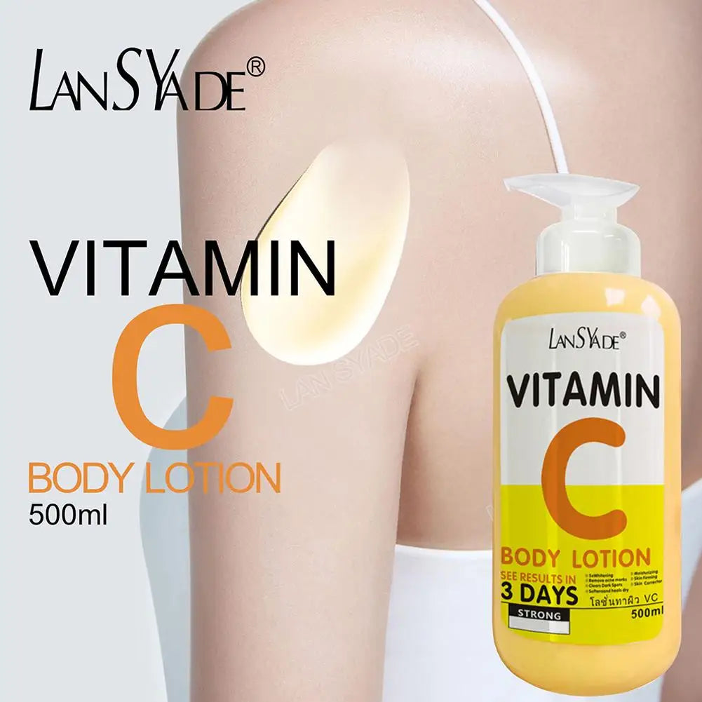 AHA Whitening Body Lotion 500ml, Hydroxy Acid VC VE Brightening Skin Moisturizer,Dark Spots Remover Firming Hydrating Body Cream