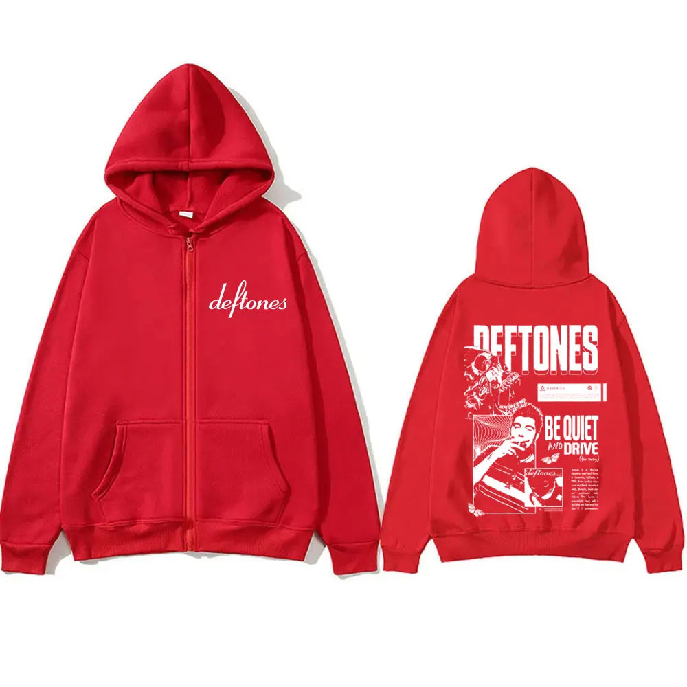 Rock Band Deftones Around The Fur Be Quiet and Drive Print Zipper Hoodie Men Alternative Metal Coat Male Vintage Zip Up Jacket