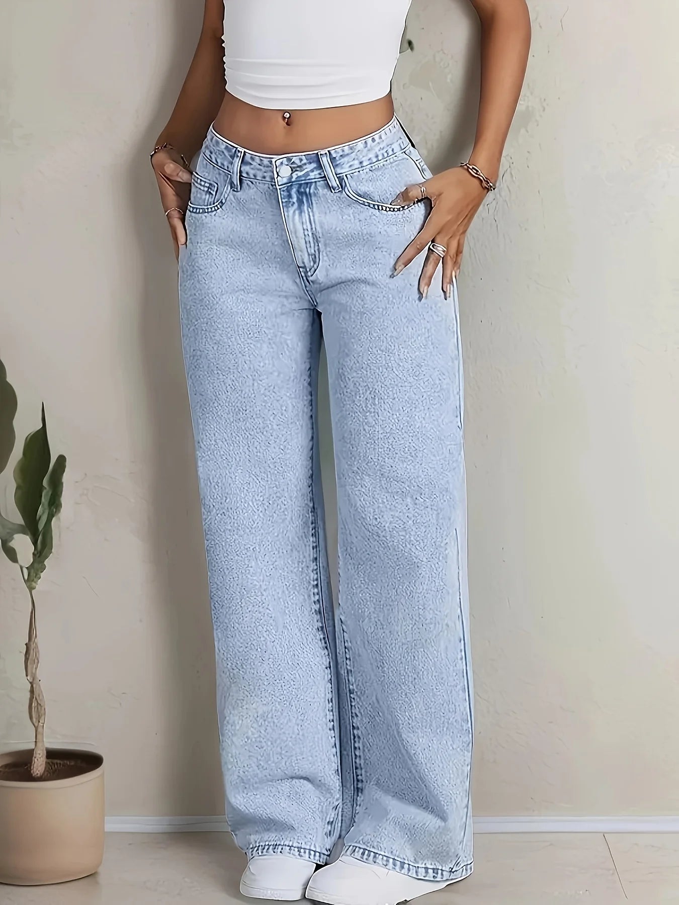 Teenage girls' casual, simple, cute, sweet and elegant pocket design, pink bow embroidered washed jeans, suitable for vacation,