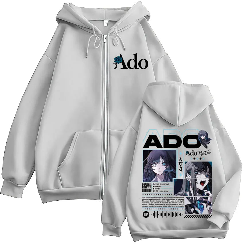 Ado World Tour 2025 Hibana Zipper Hoodies Men Women Clothing Fashion Harajuku Zip Up Sweatshirts Pullover Jacket Coat Streetwear