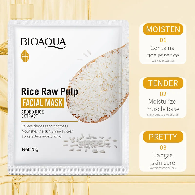 1/5/10/20pcs Rice Raw Pulp Facial Masks Moisturizing Firming Hydrating Face Mask Sheet Anti Wrinkle Mask Beauty Korean Skin Care