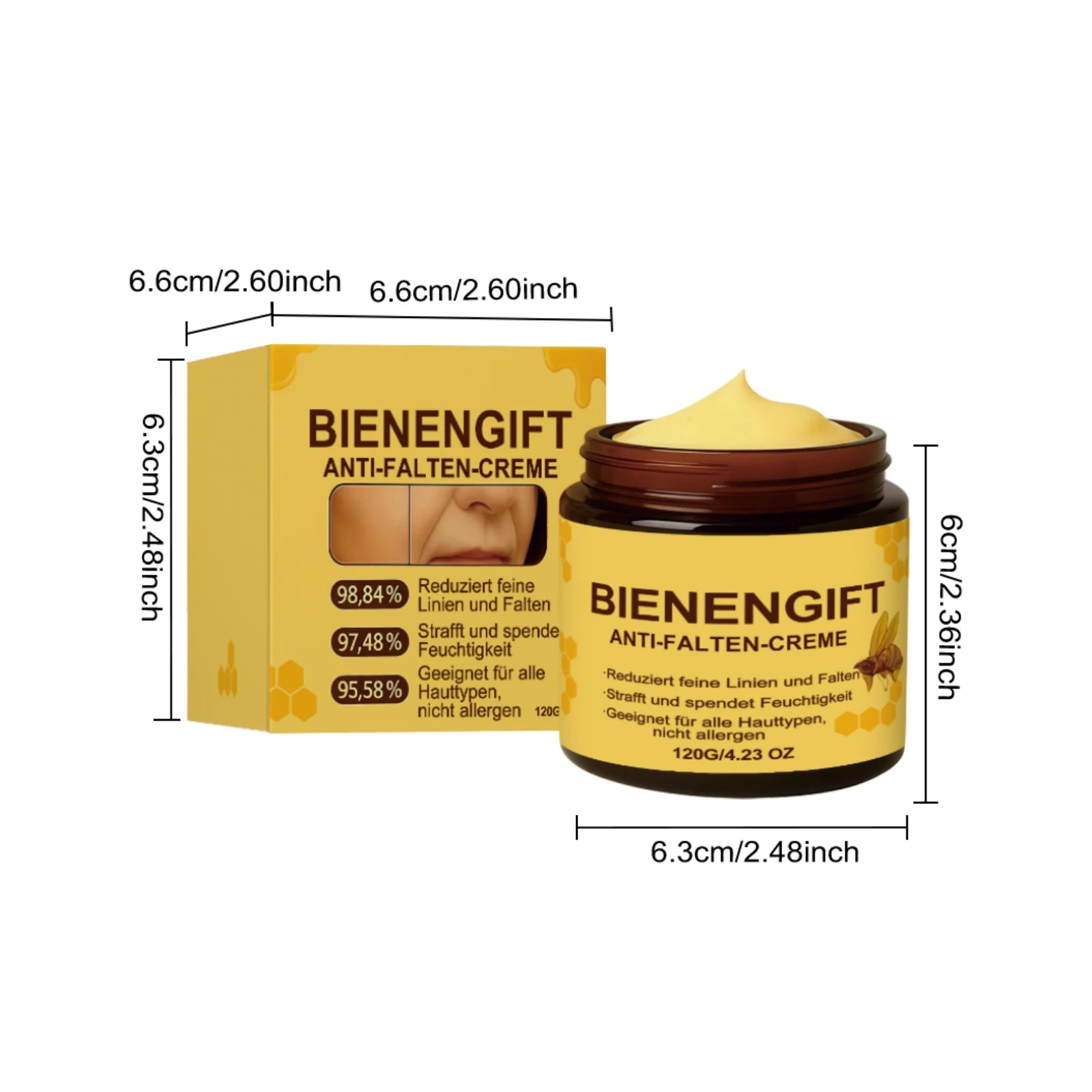 120g Bee Venom Skin Restoration Cream Skin Barrier Reduce Redness Sensitive Blemish Remover  Firming Deep Moisturizer Face&Body