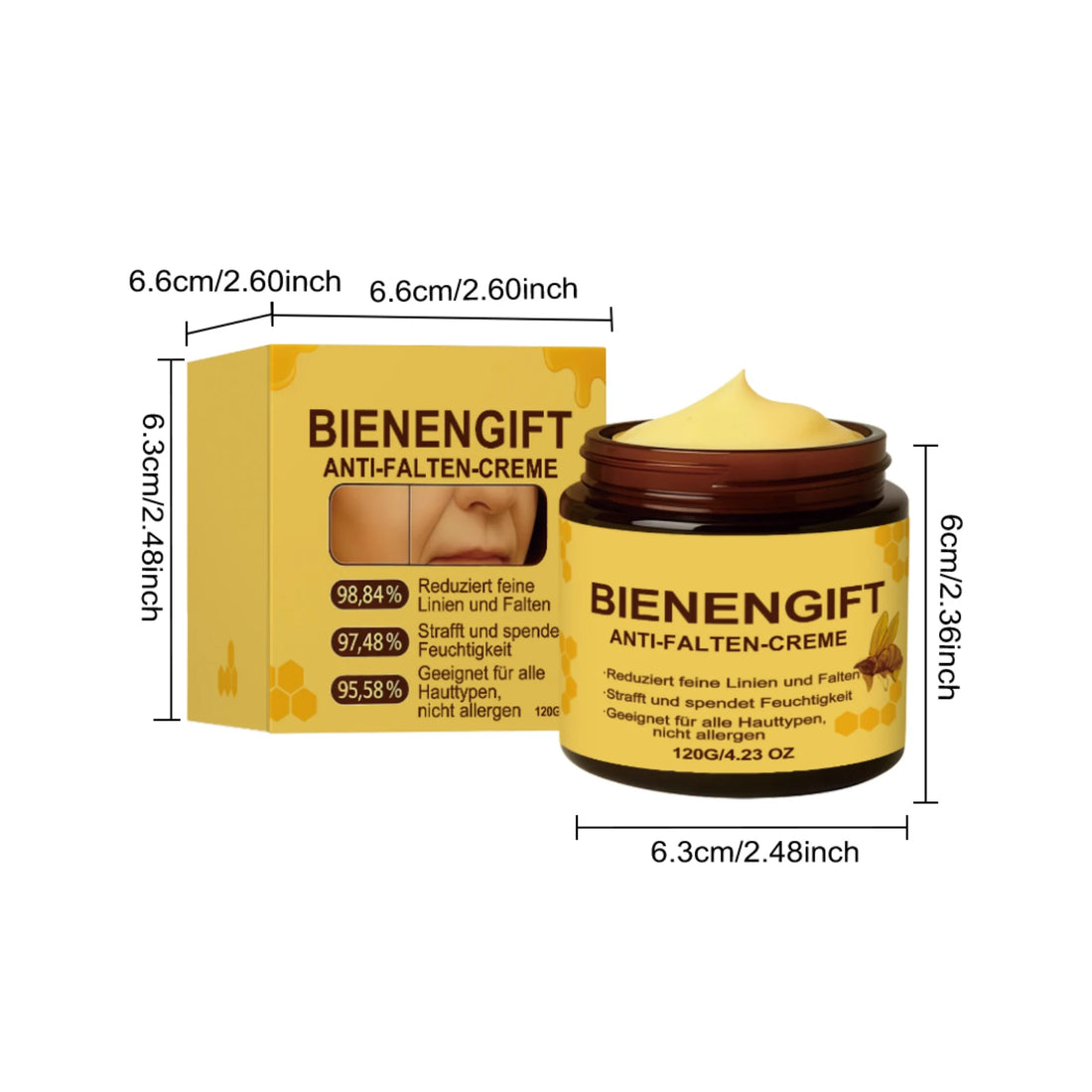 120g Bee Venom Skin Restoration Cream Skin Barrier Reduce Redness Sensitive Blemish Remover  Firming Deep Moisturizer Face&Body