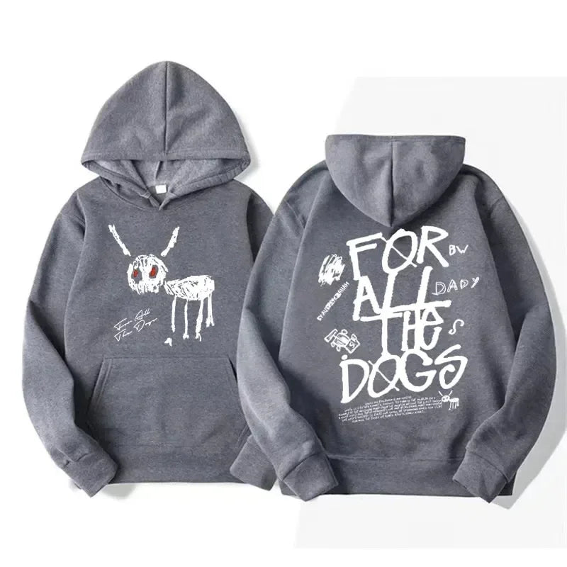 Men's fashion Hip Hop sweatshirt Vintage Streetwear sweatshirt hat all dog pattern printed hoodies from rapper Drake's new album