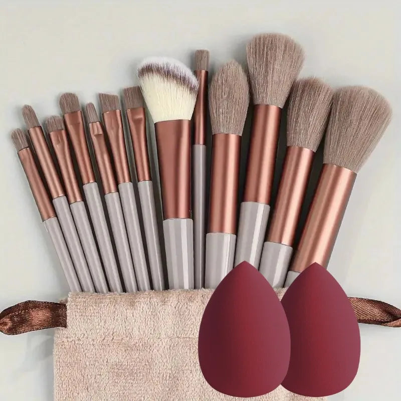 13Pcs Soft Fluffy Makeup Brushes Set for Cosmetics Foundation Blush Powder Eyeshadow Kabuki Blending with Makeup Sponge Egg