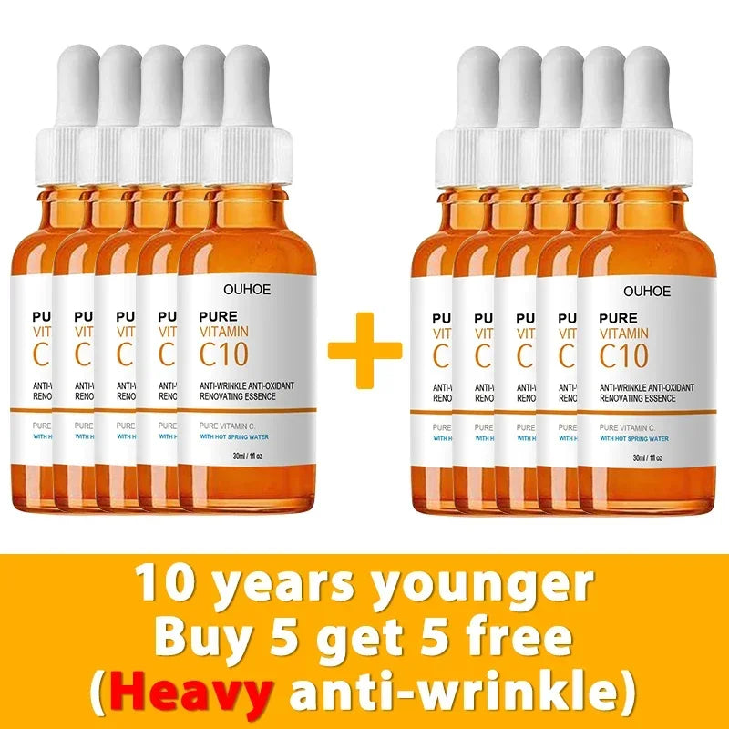 Vitamin C Wrinkle Remover Face Serum Lifting Firming Fade Fine Lines Anti-aging Essence Whitening Brighten Nourish Skin Care Halalzen