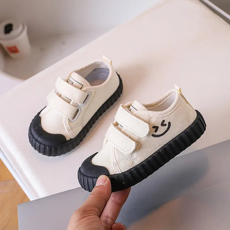 Children's Canvas Shoes Korean Version Smiling Face Casual Shoes Spring Boys Girls Shoes Academy Kindergarten Comfortable  Daily